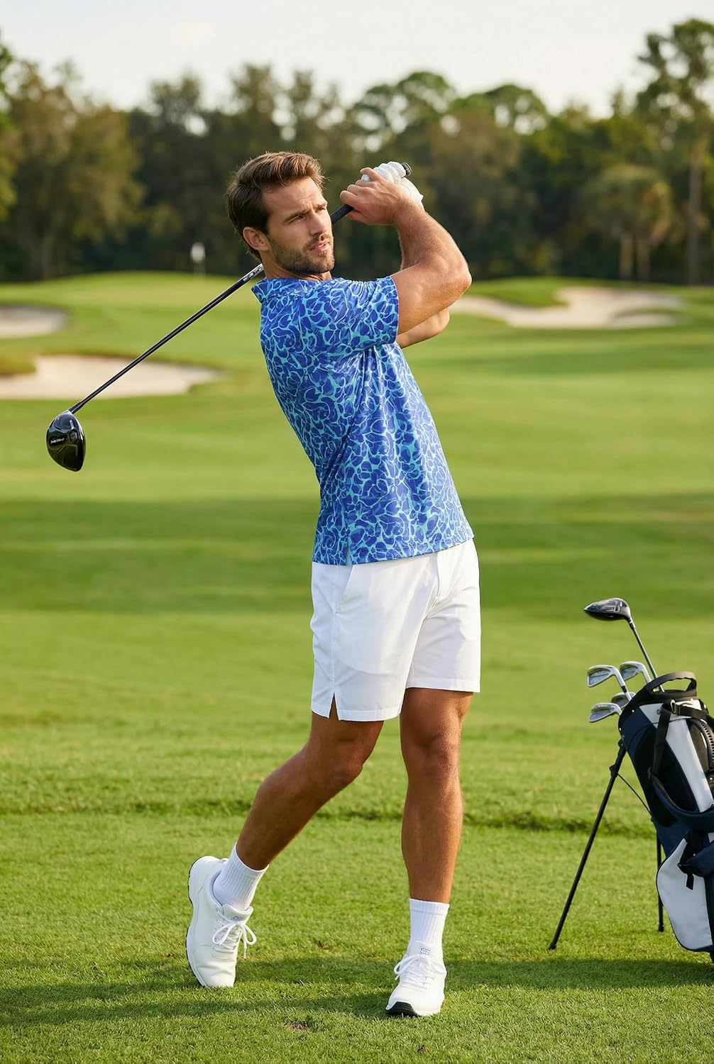 COOFANDY Mens Golf Polo Shirts Short Sleeve Quick Dry Casual Collared Shirt
