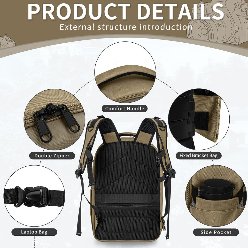 TORIBIO Large Hardshell Camera Backpack DSLR/SLR/Mirrorless Photography Bag