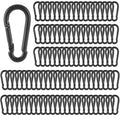 MIVIDE 100 Pack M5 Black Carabiner Clip Spring Snap Hook, 2 Inch Heavy Duty Small Snap Hooks Carabiner Quick Link Clip for Camping Hiking Traveling Outdoor Swing Gym, 220Lbs Capacity