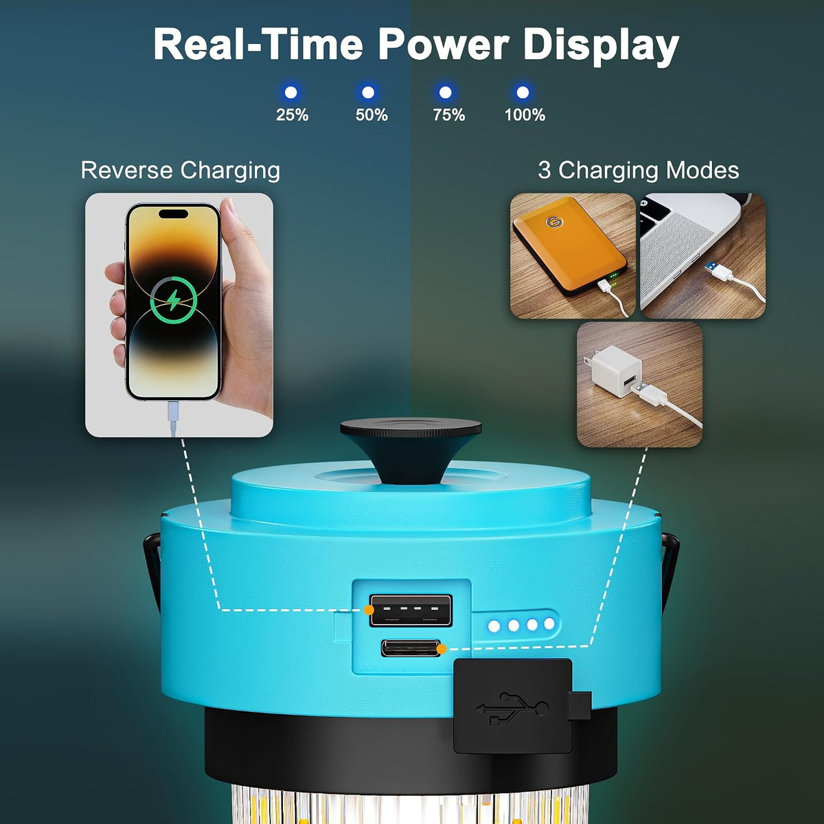 HOMY Rechargeable Camping Lantern 8H Runtime Stepless Dimmable Warm Light