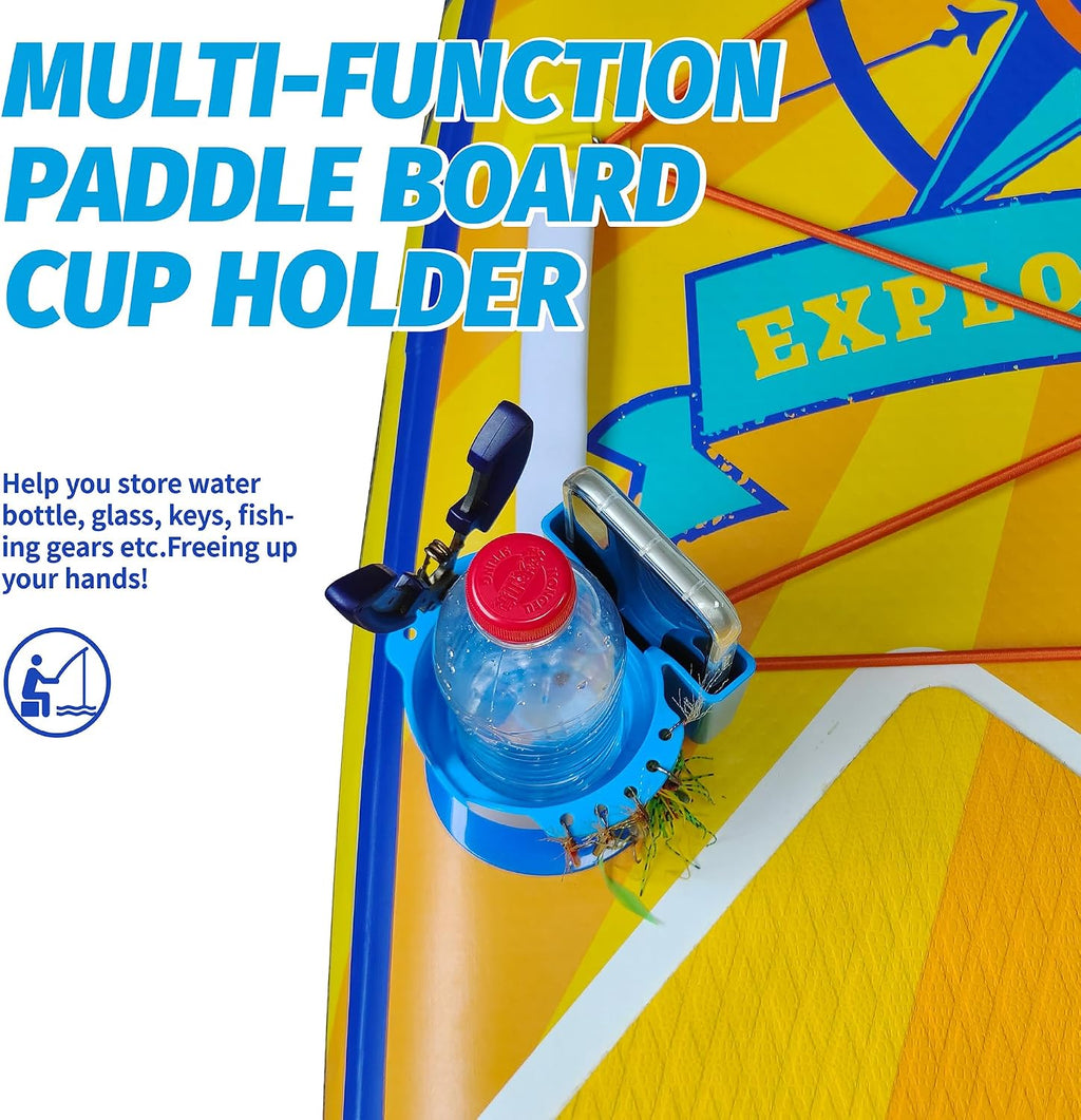 iTAOSTAR Multi Function Paddle Board Cup Holder,Two Section Paddle Board Drink Holder Suitable for Types of Cup/Bottle/Drink, Convenient Paddle Board Accessories for Fishing Gears and Phone Holder