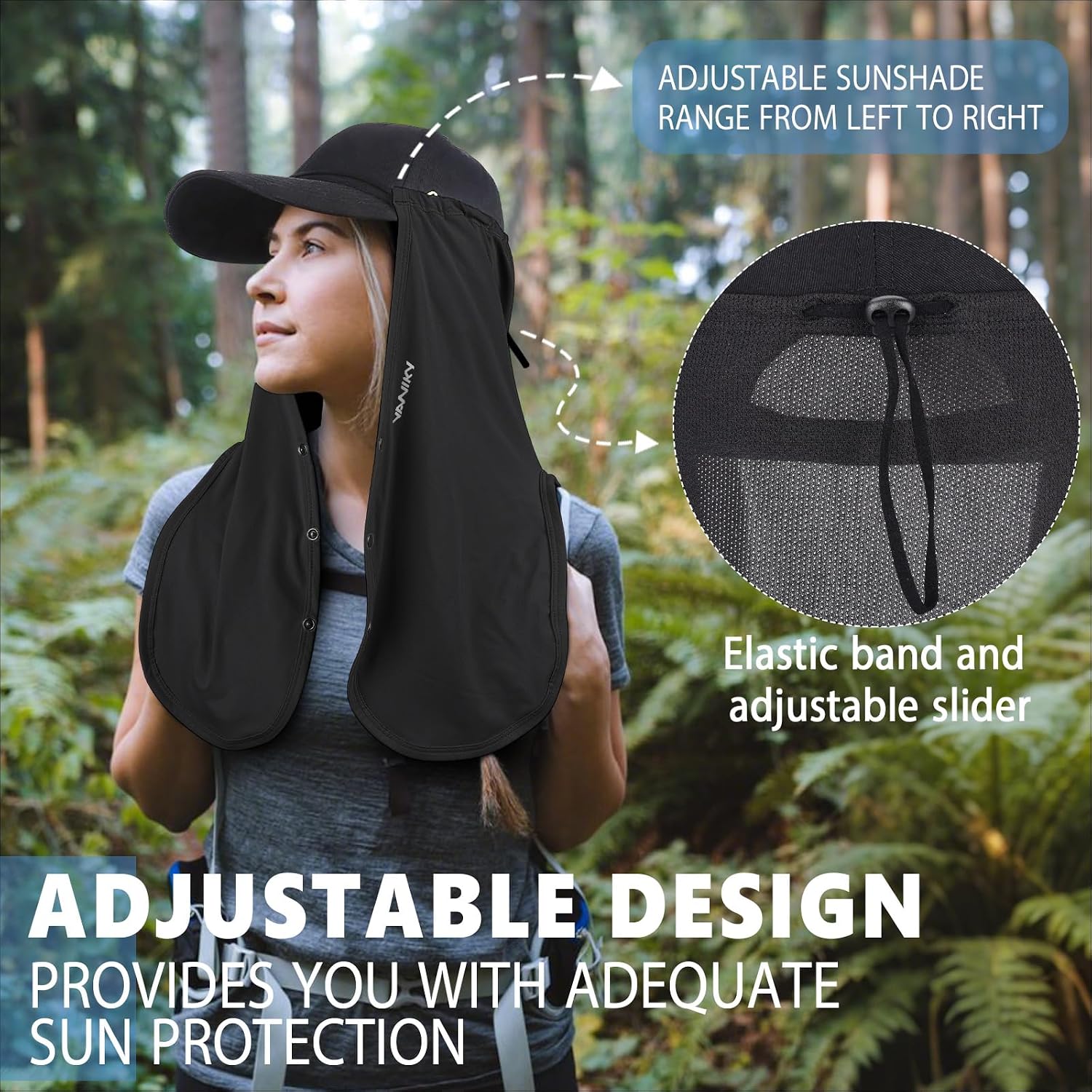 YANIKY Adjustable UV Sun Protection Neck Drape, 2-in-1 Multifunctional Sun Protection Mask, Neck Flap Addon for Ball Caps