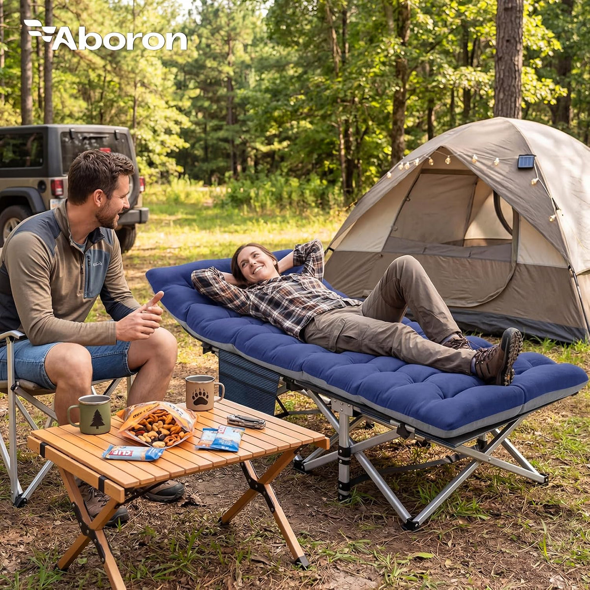 ABORON Camping Cot for Adults, 28 in Wide Folding Bed with Mattress