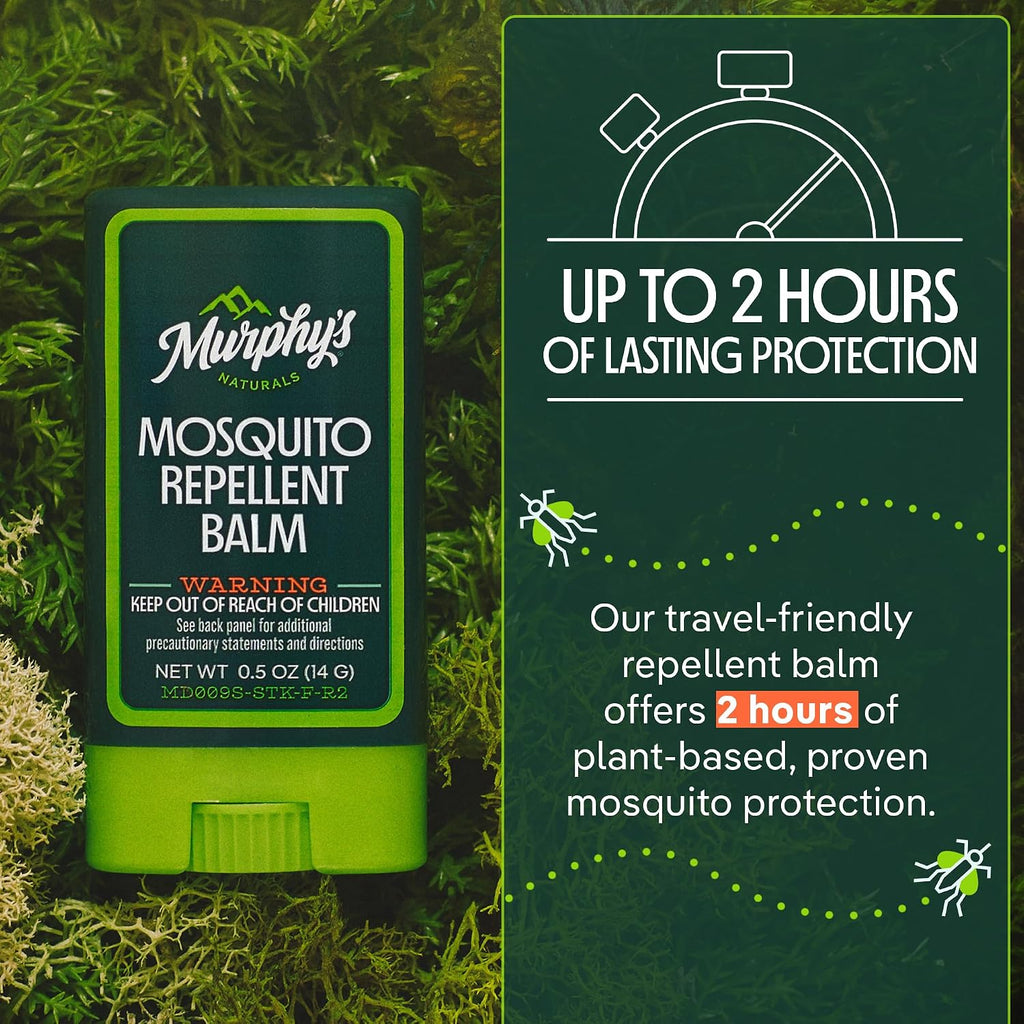 Murphy's Naturals Mosquito Repellent Balm, Plant-Based, 0.5 oz (Pack of 3) | Formulated with cedarwood, lemongrass & rosemary oils; DEET-free*, repels mosquitoes up to 2 hrs & ticks 1 hr; travel-size