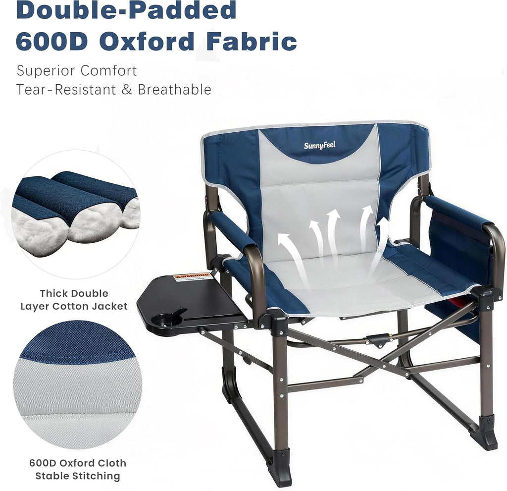 SUNNYFEEL Oversized Camping Directors Chair for Adults with Side Table