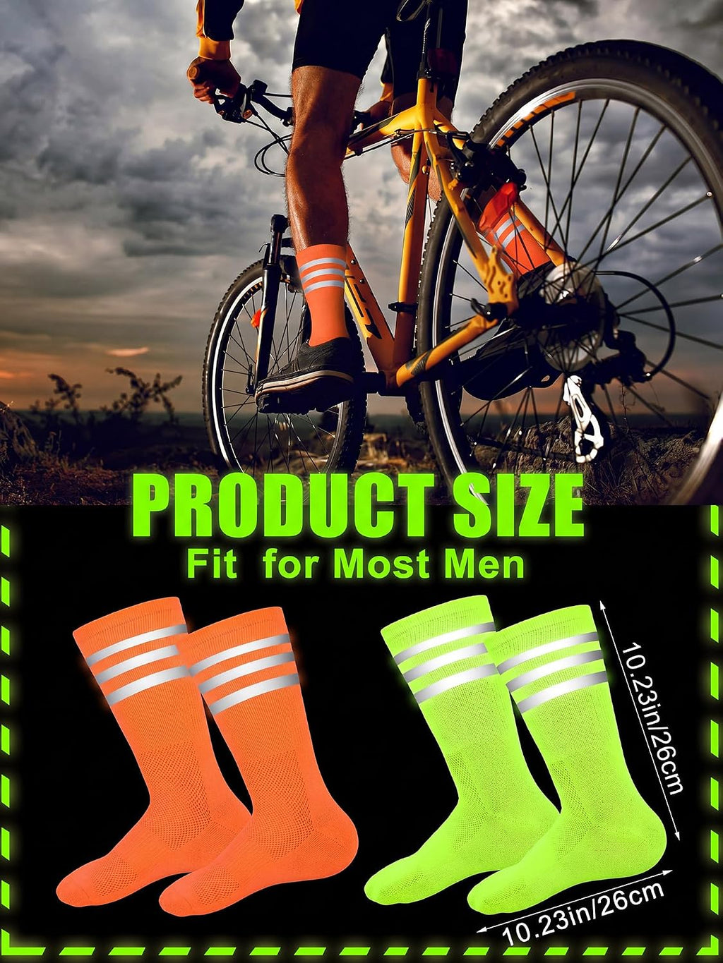 4 Pairs Glow in Dark Reflective Socks Cycling