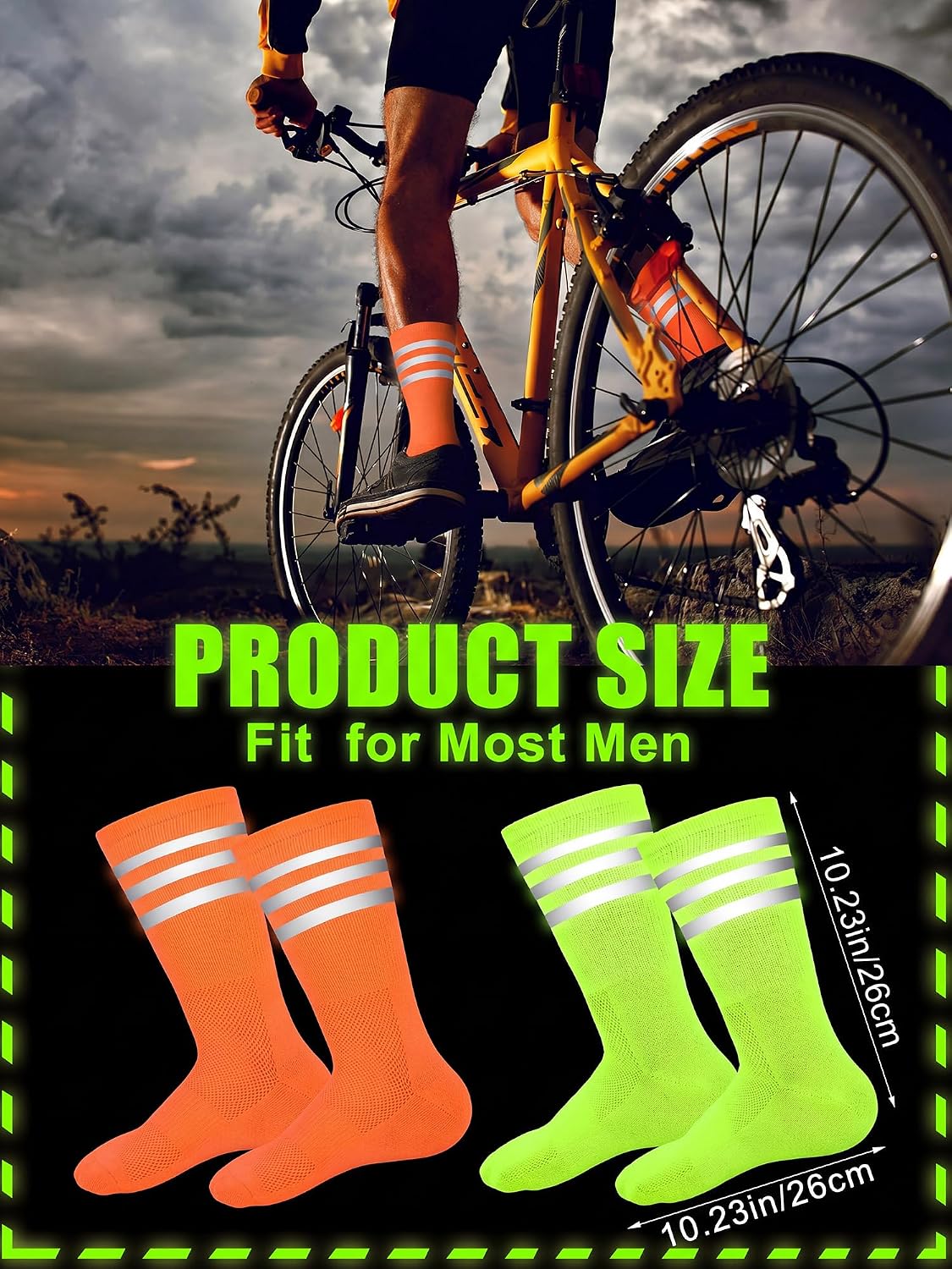 4 Pairs Glow in Dark Reflective Socks Cycling