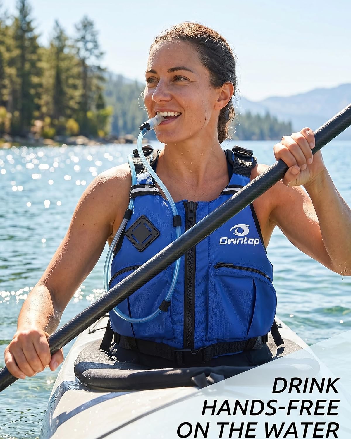 Owntop Women & Men Swim Vest for Kayaking & Paddle Sports, Adjustable Swimming Vest for Adult, Large Armhole Swim Jacket with Waist Strap for Fishing & Boating