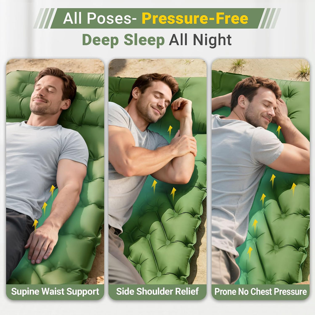 2 Pack Camping Sleeping Pad, 4 in Thick, 30 oz