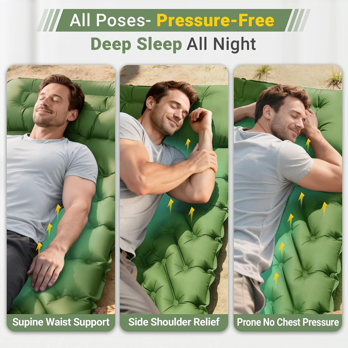 2 Pack Camping Sleeping Pad, 4 in Thick, 30 oz