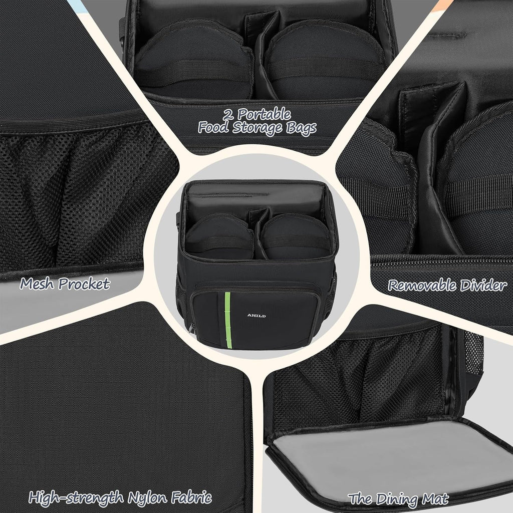 ANILD Dog Travel Bag Backpack, Flight-Ready TSA-Approved Dog Travel Bag with 2 Leak-Proof Food Canisters, 2 Foldable Silicone Bowls, Multi-Compartment Organizer for Hiking, Camping, Dog Mom Essentials