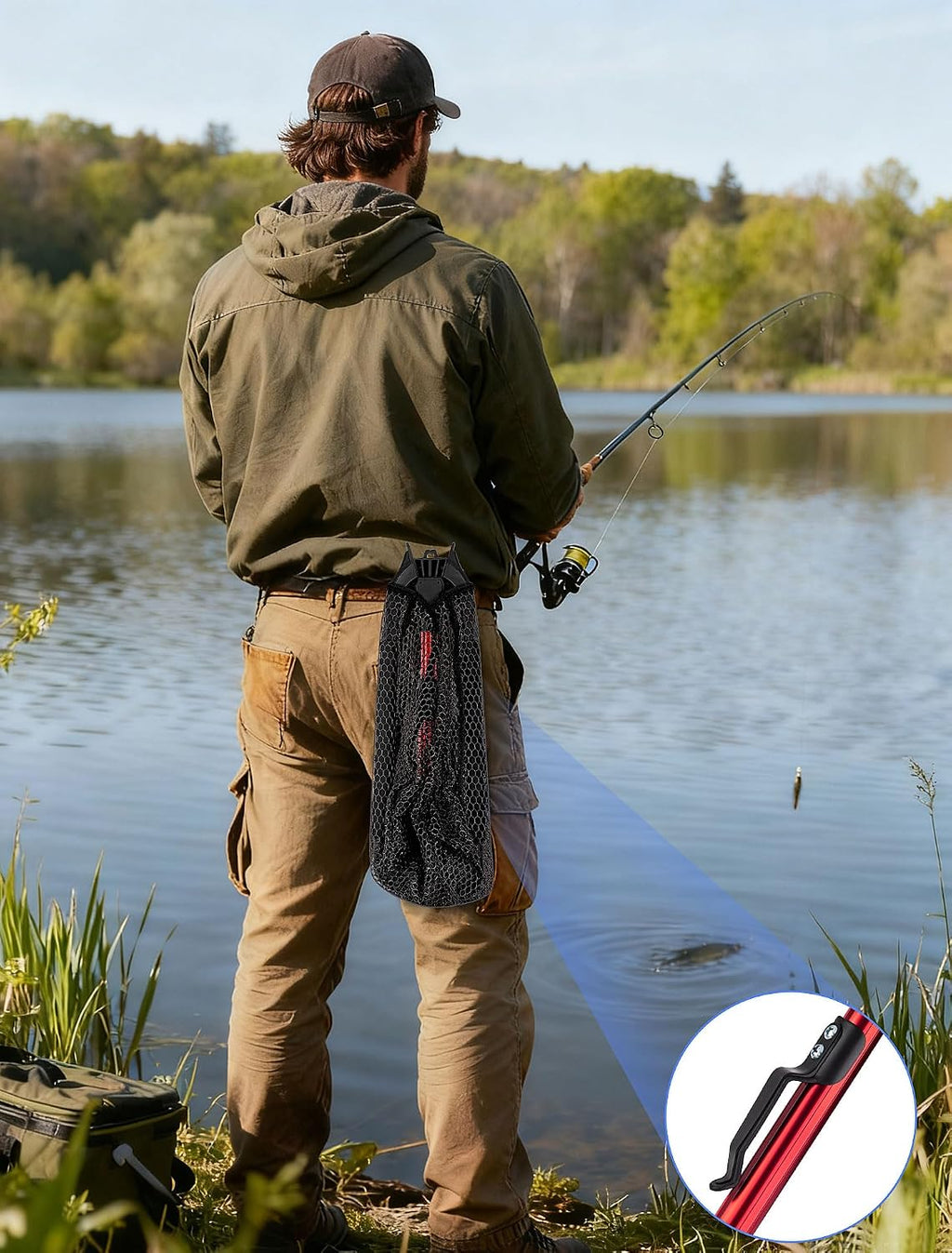 Upgraded Foldable Floating Fishing Net, Tangle-Free Anti-Snag Coated Landing Net, Quick Release & Easy Fold, Portable Fishing Gear for Ranger Boat, Kayak & Trout Salmon Bass Fishing, Gifts for Men