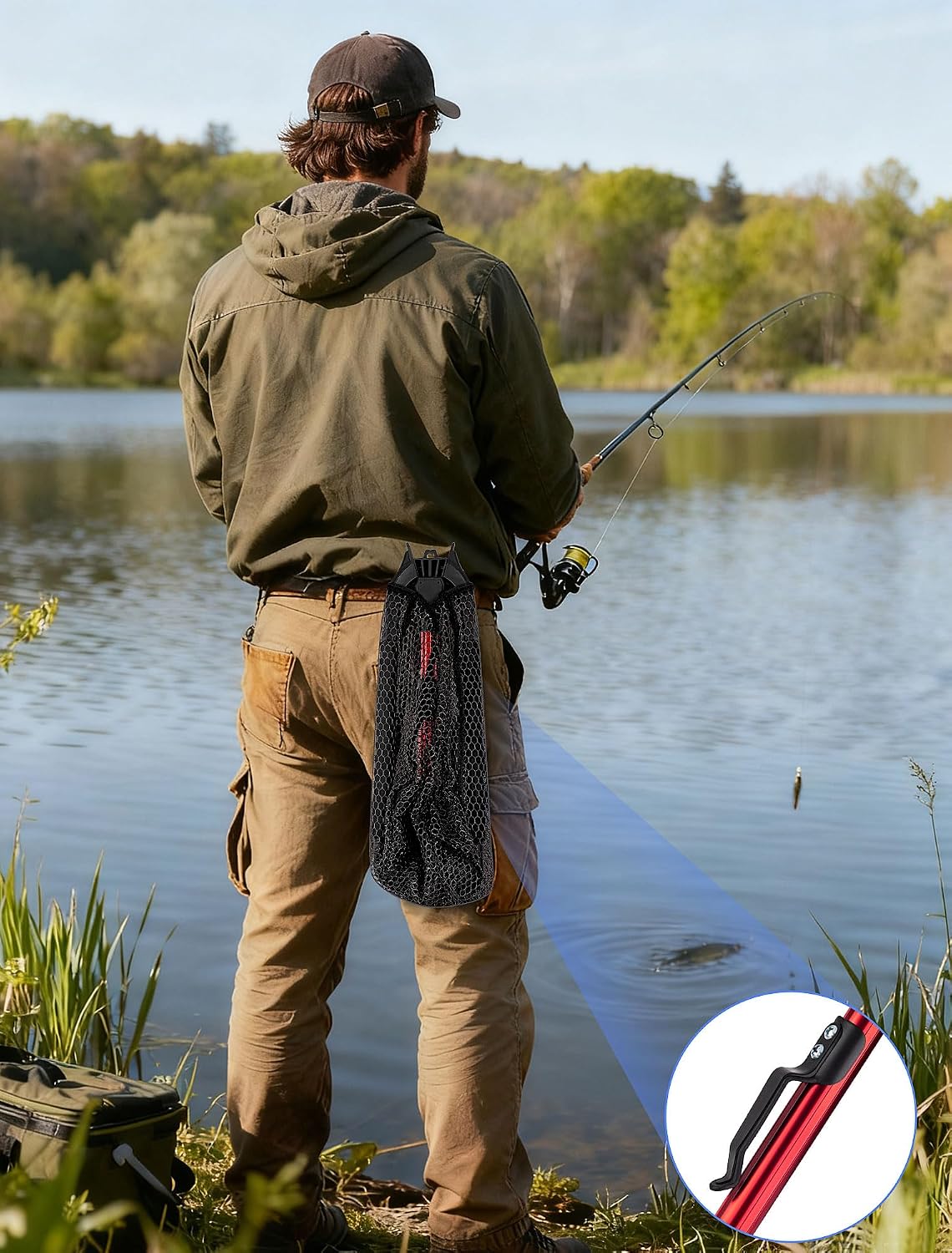 Upgraded Foldable Floating Fishing Net, Tangle-Free Anti-Snag Coated Landing Net, Quick Release & Easy Fold, Portable Fishing Gear for Ranger Boat, Kayak & Trout Salmon Bass Fishing, Gifts for Men