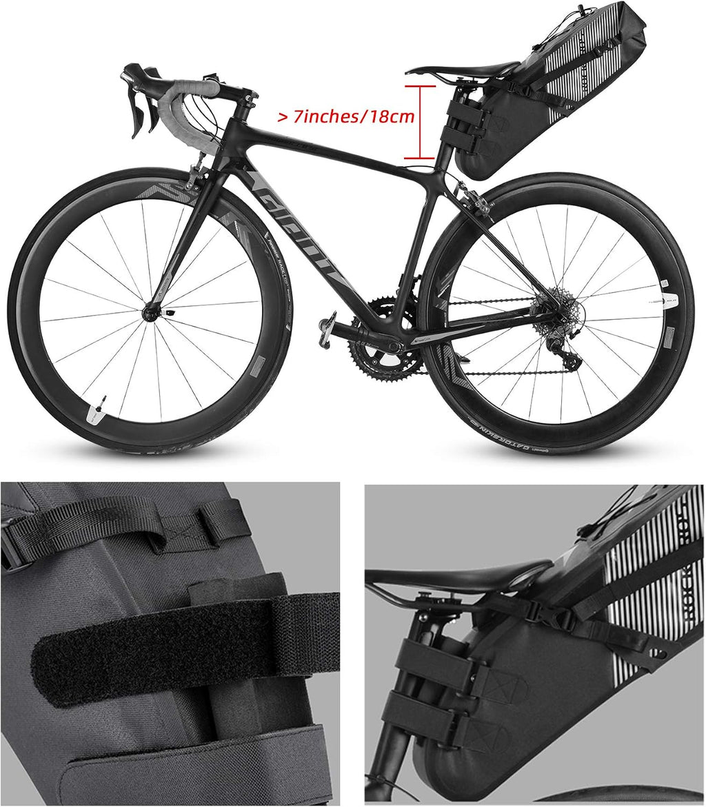 ROCKBROS Bike Saddle Bag Waterproof Bikepacking Bag 10L Bicycle Seat Bag