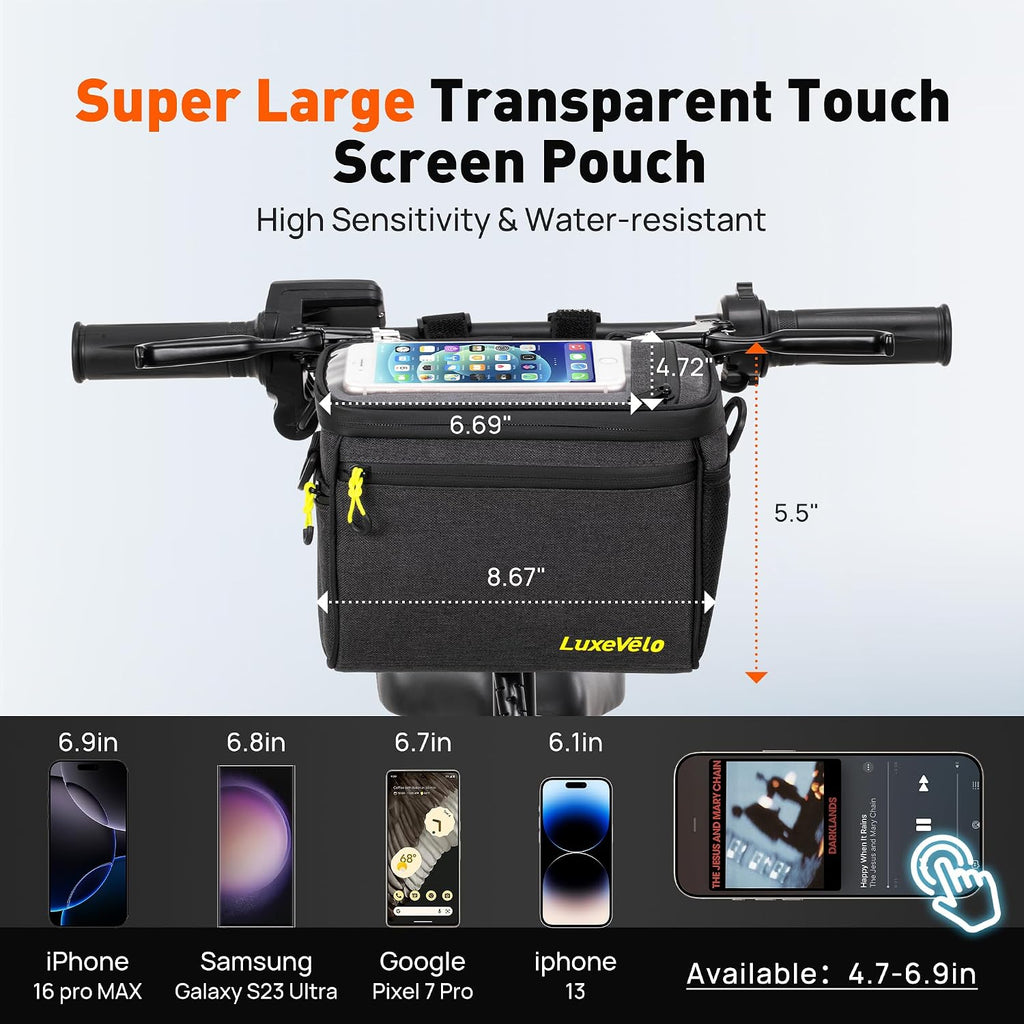Bike Handlebar Bag, Front Bicycle Basket Bag