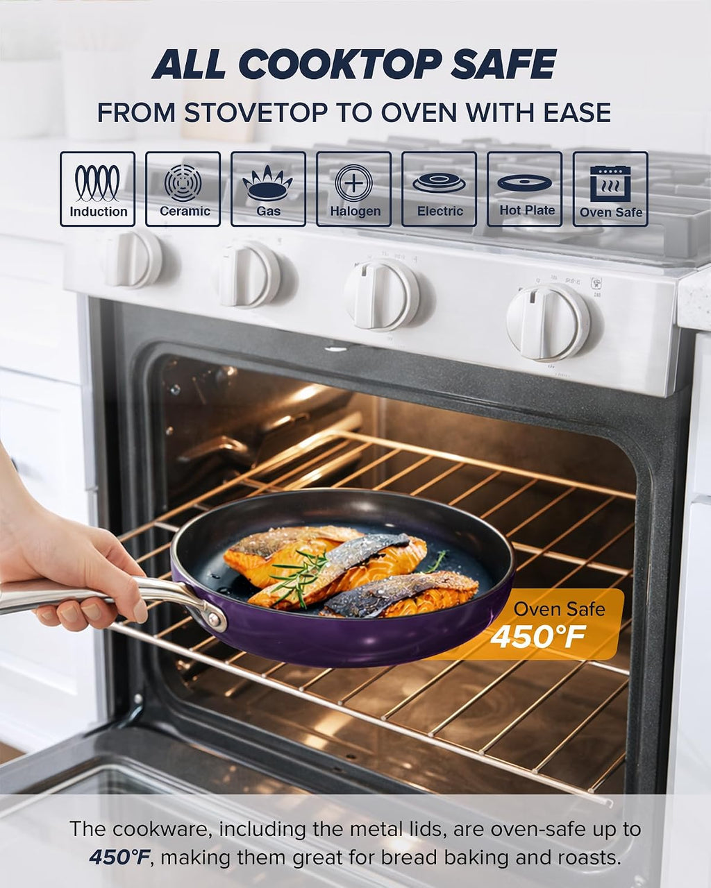 Nuwave Essential Series 5PC Ceramic Cookware Set PFAS-Free, Dishwasher Safe