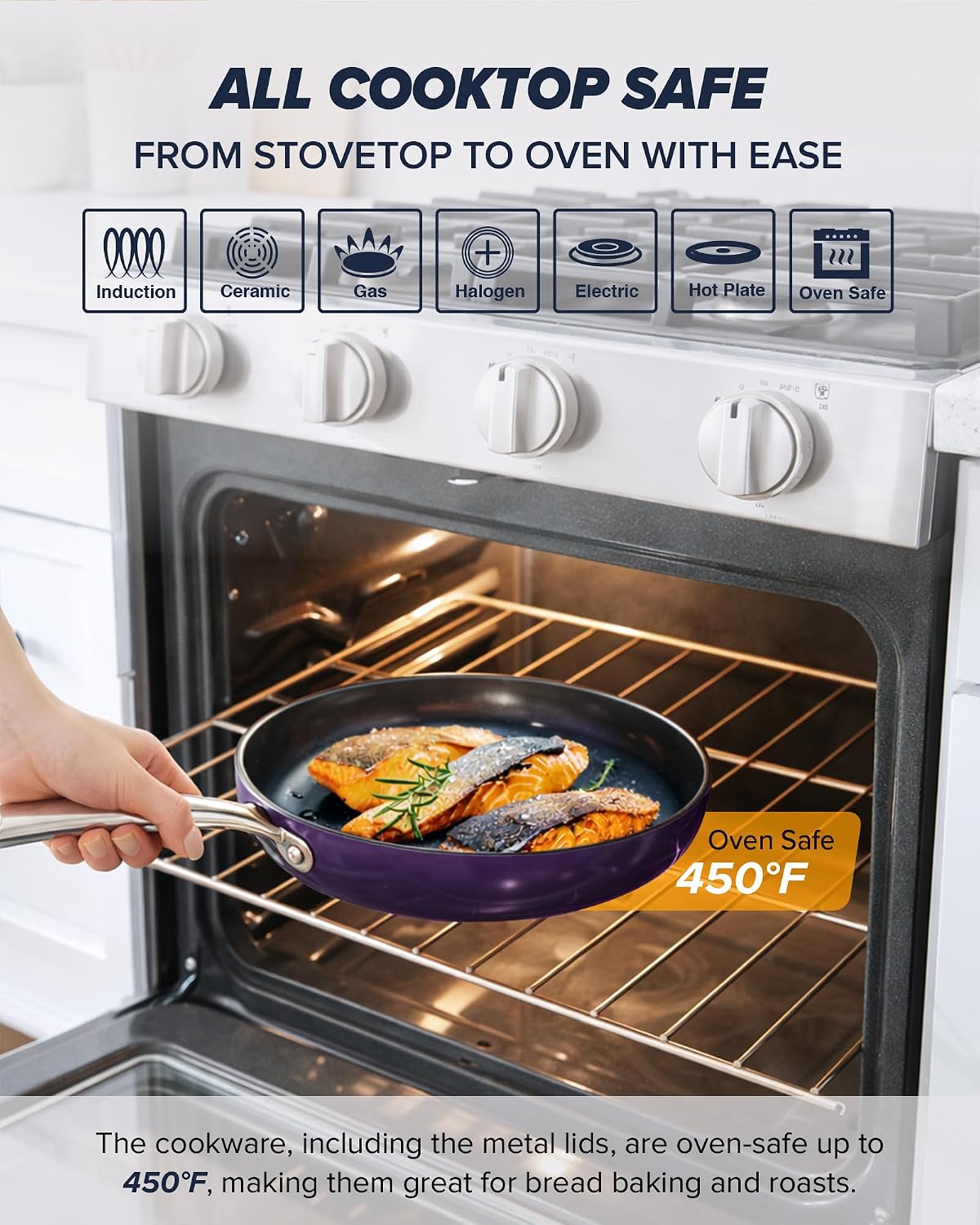 Nuwave Essential Series 5PC Ceramic Cookware Set PFAS-Free, Dishwasher Safe