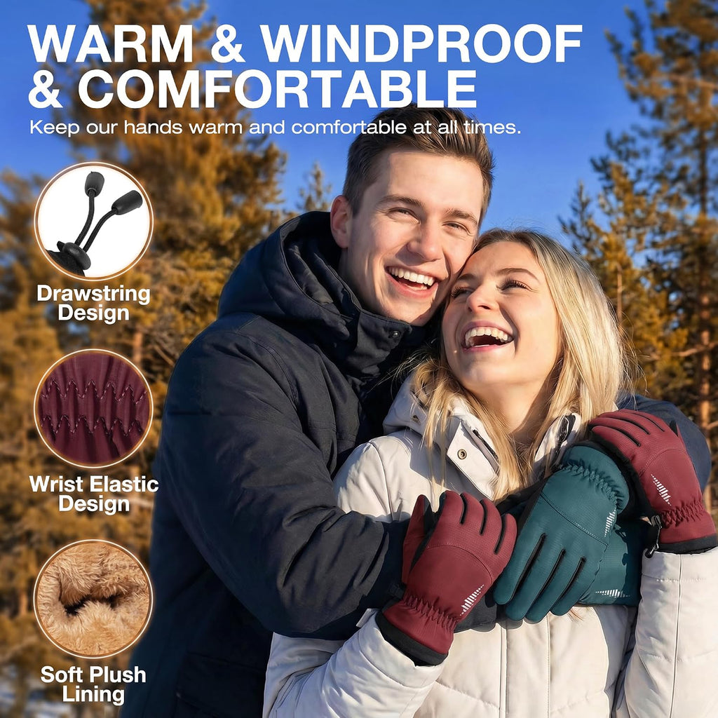 SIMARI Winter Waterproof Warm Gloves Women Men with Touchscreen Fingers, Ski Snow Windproof for Cold Weather Thermal, for Running Hiking Driving Cycling Outdoor Sports Daily Work
