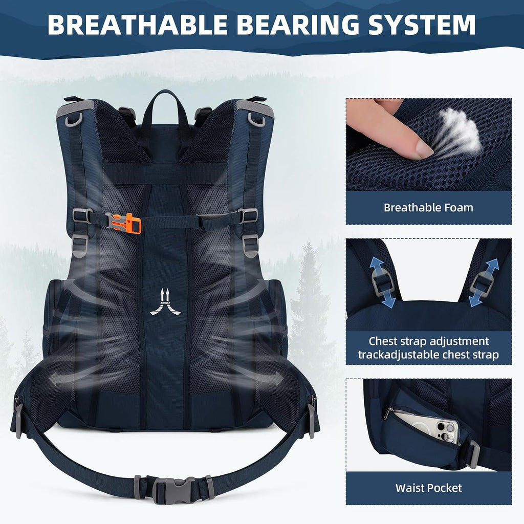 Maelstrom 40L Waterproof Hiking Backpack, Lightweight Travel Daypack | Rain Cover,Hydration-Ready, Tripod Straps, Load Compression, Survival Whistle, Perfect For Men, Women,Camping,Travel