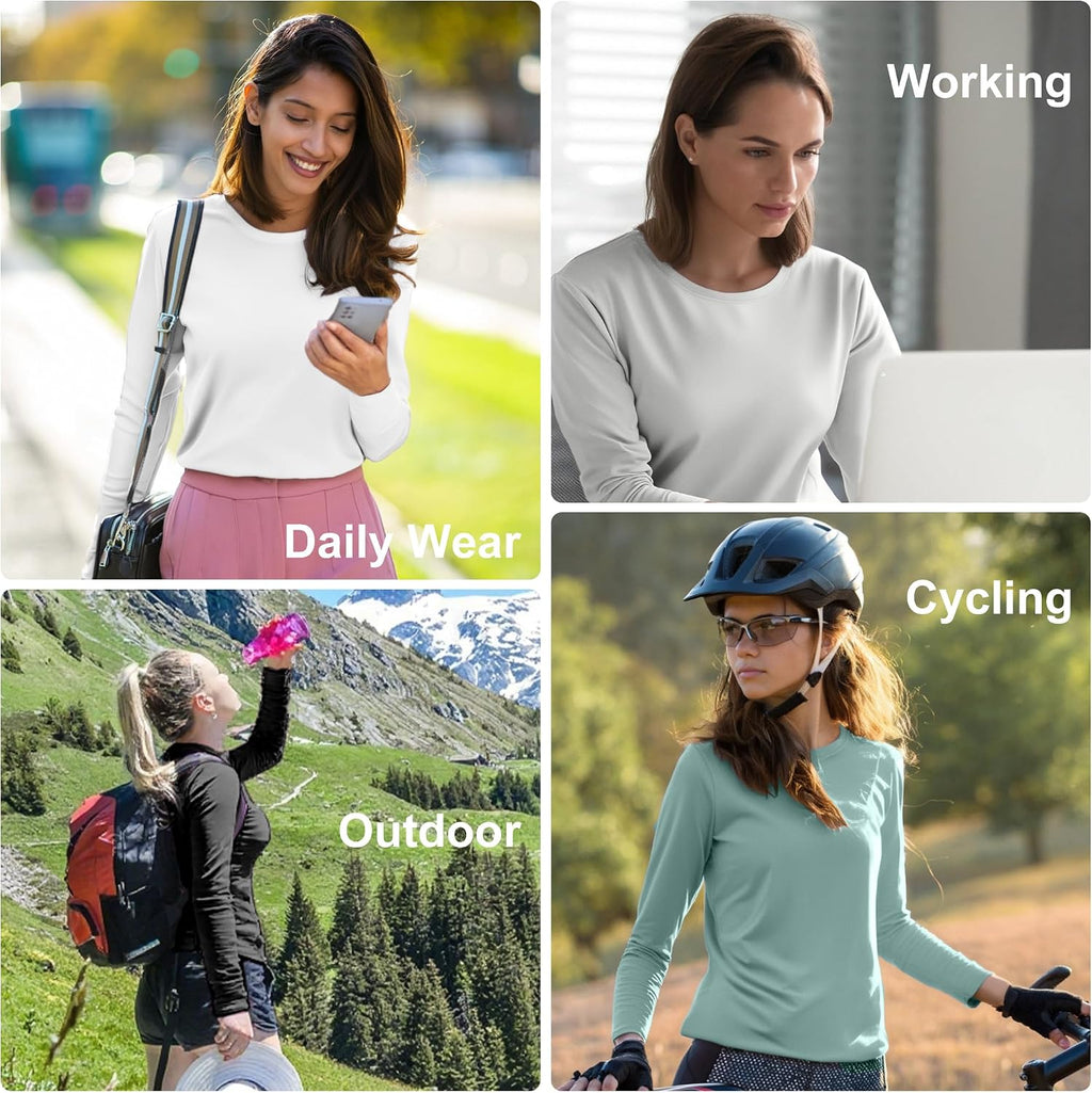 HovSiyla Women Long Sleeve Shirts Running UV Rash Guard Casual Tops Sun Protection Workout Hiking T Shirts for Women