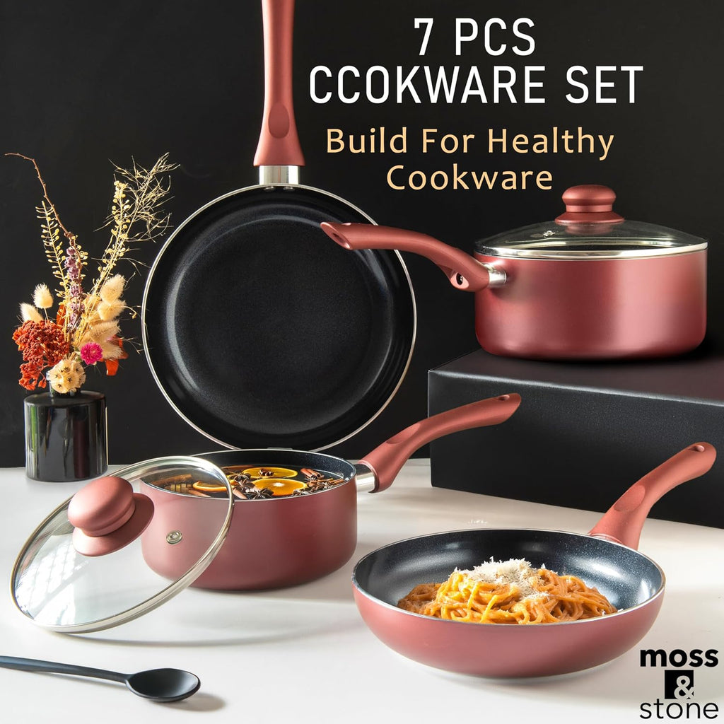 Moss & Stone Pots and Pans Set Nonstick, 6-Piece Induction Cookware Set