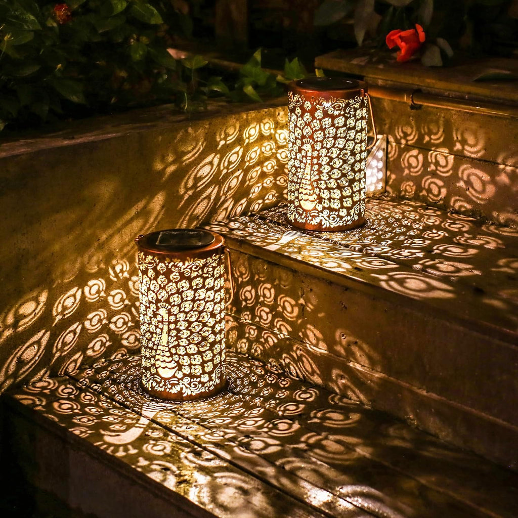 Peacock Solar Lanterns Outdoor Waterproof Hanging Solar Lights Peacock Gifts for Women Men Metal Decorative LED Lanterns for Yard, Patio, Lawn, Tabletop, Pathway, Landscape, Garden Decor