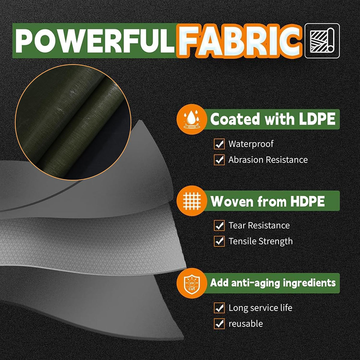 RAINDEWAY Tarps Heavy Duty Waterproof 10x12FT 16 Mil Protective Tarp Cover