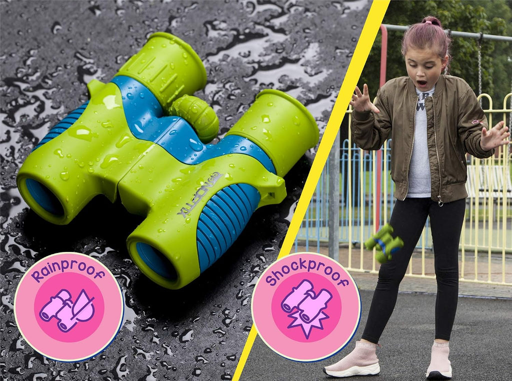 Binoculars for Kids - Vibrant Green Blue - Real Kids Binoculars Ages 4-8