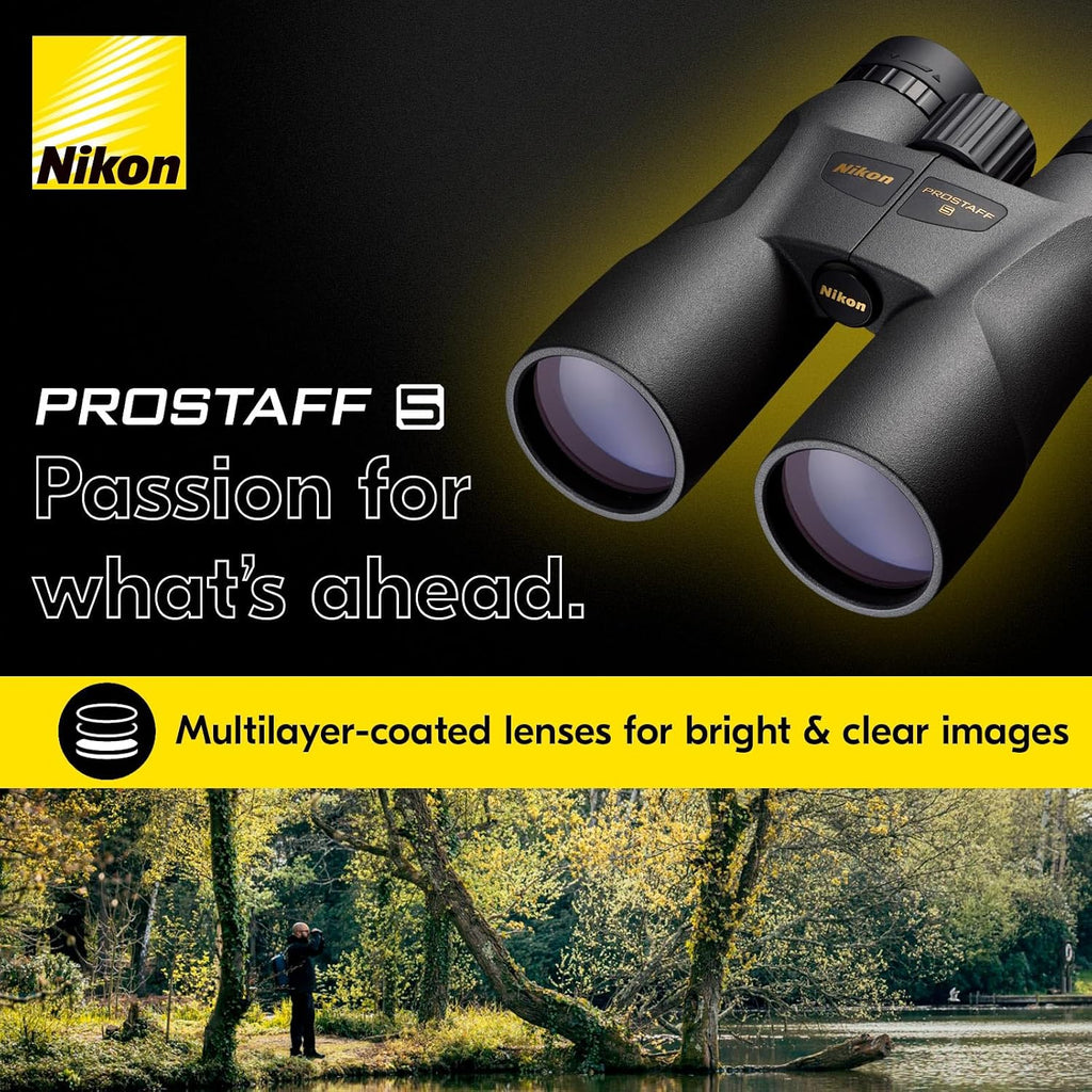 Nikon PROSTAFF 5 10x42mm Binoculars - High-Definition Multilayer-Coated Optics, Waterproof Fogproof Lightweight Outdoor Binoculars for Birdwatching, Hiking, Nature Observation (7571)