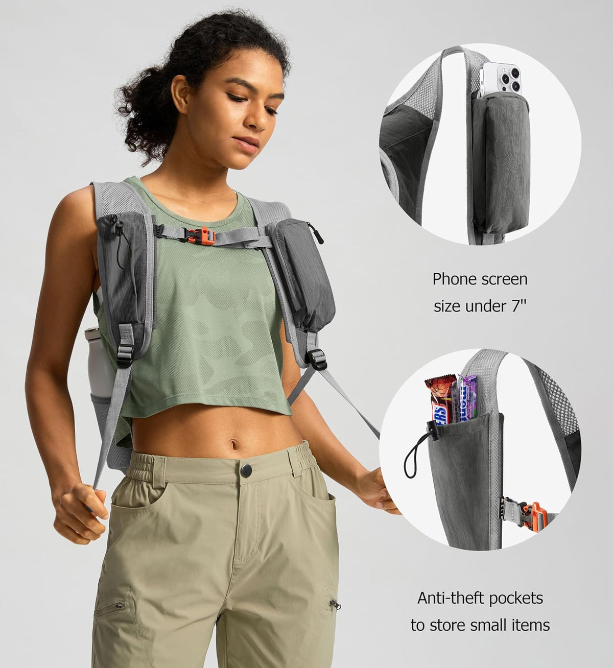 Uselike 10L Small Hiking Backpack Travel Daypack Lightweight Packable Back Pack for Women Men(Iron Grey)