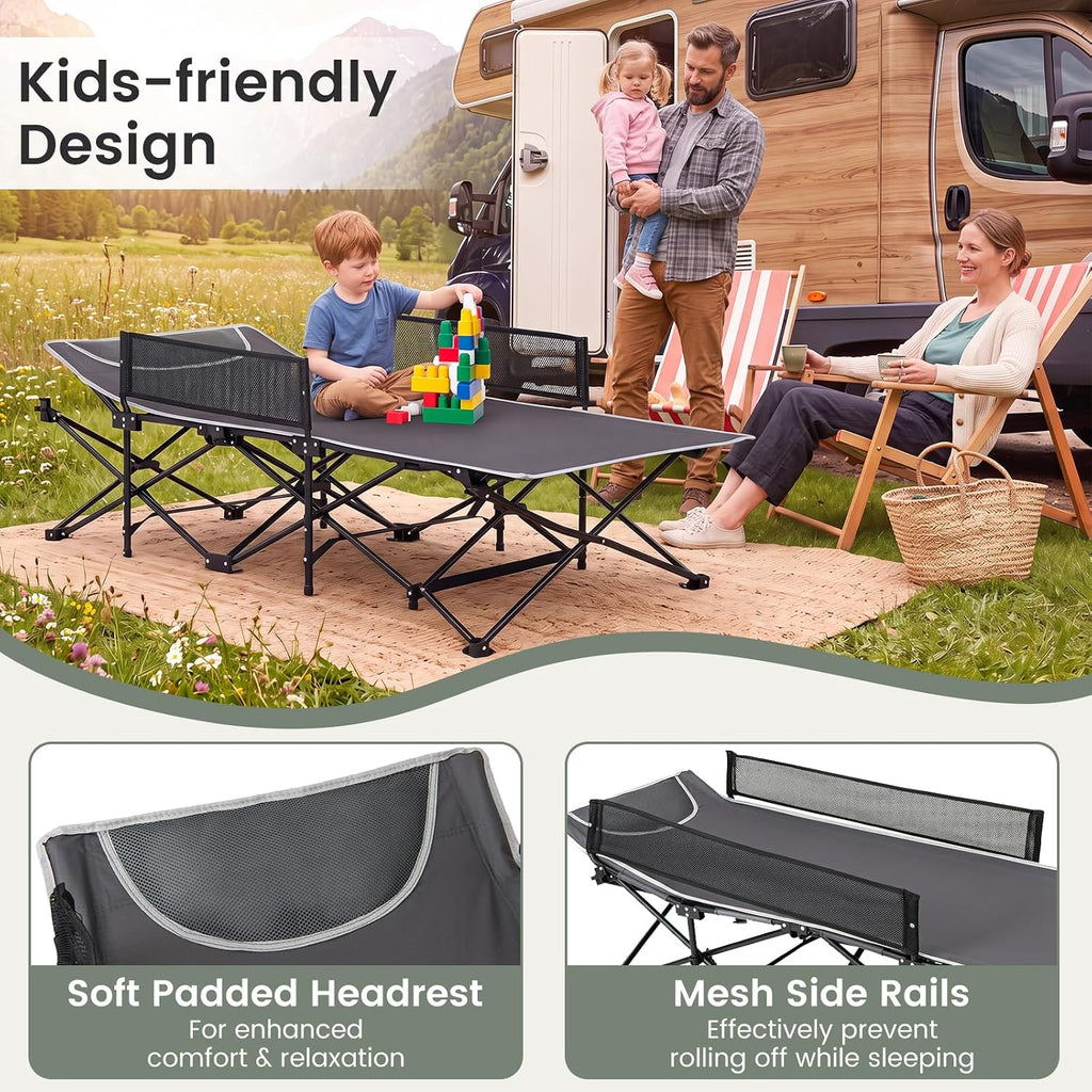 Goplus Foldable Kids Cot, Portable Sleeping Cot(Gray)
