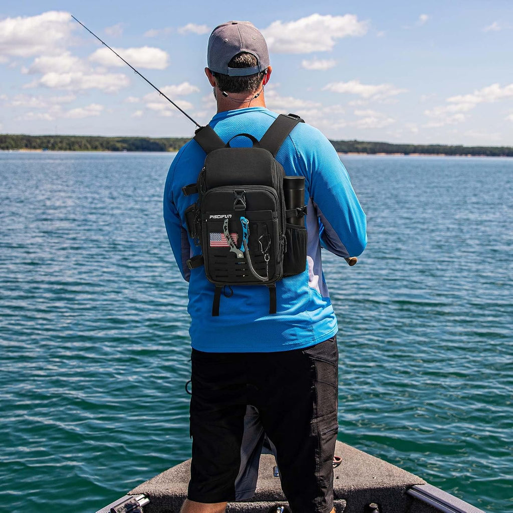 Piscifun Fishing Tackle Backpack, Rod & Gear Holder, Water-Resistant