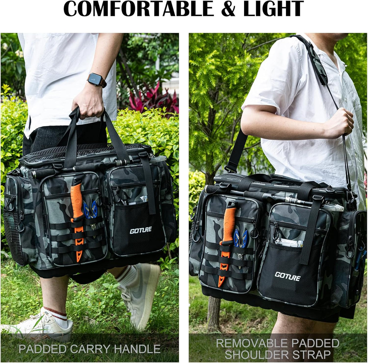 Goture Large Tackle Bag, Water Resistant Saltwater Gear Storage