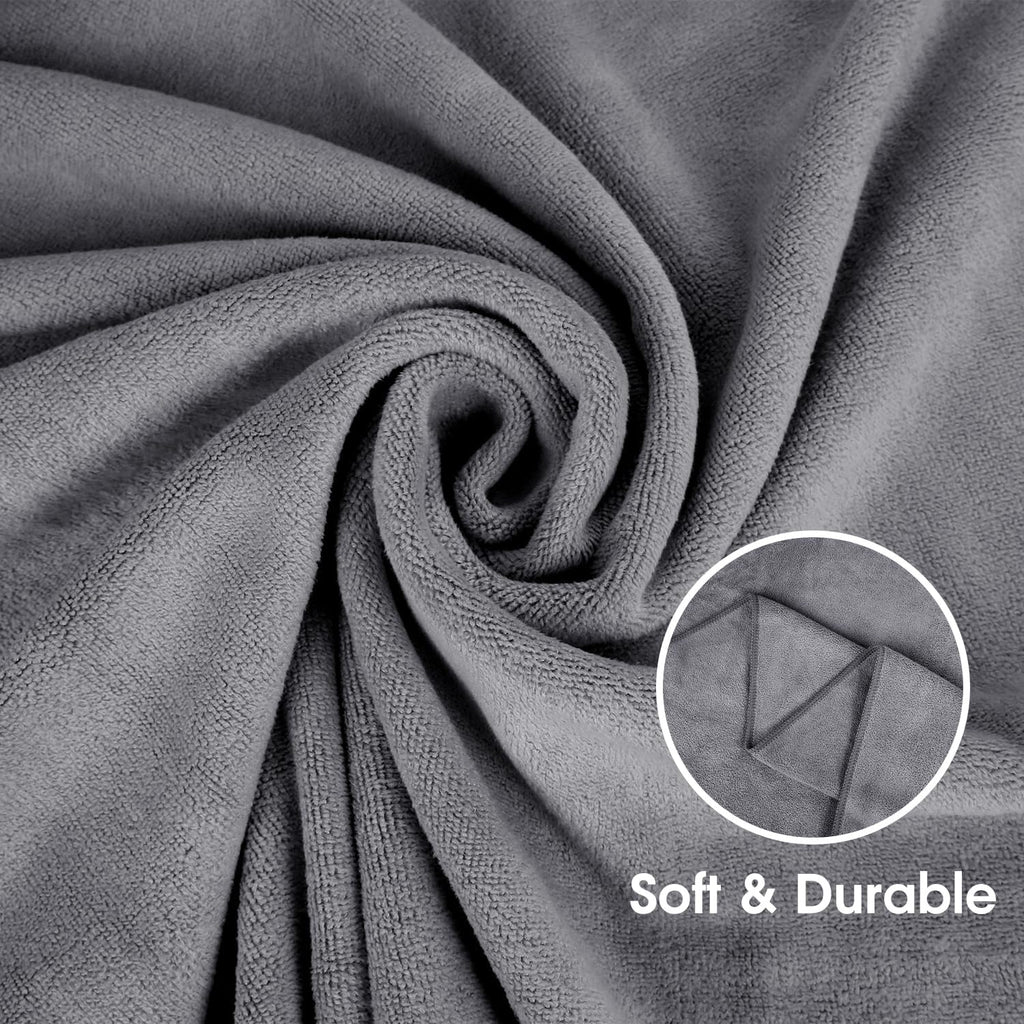 JML Microfiber Bath Towel with Hanging Loop, 2 Pack, 30" x 60", Grey