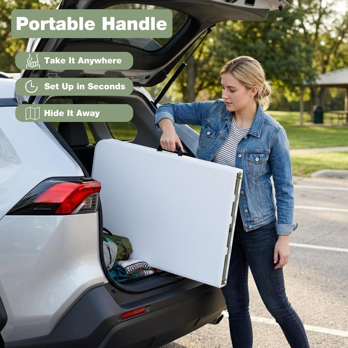 Folding Table 6ft, Heavy-Duty 500lbs Weight Capacity Foldable Table with HDPE Top & Steel Legs, Portable 6 Foot Picnic Table for Indoor Outdoor Parties, Camping, Event (White, 6 FT)
