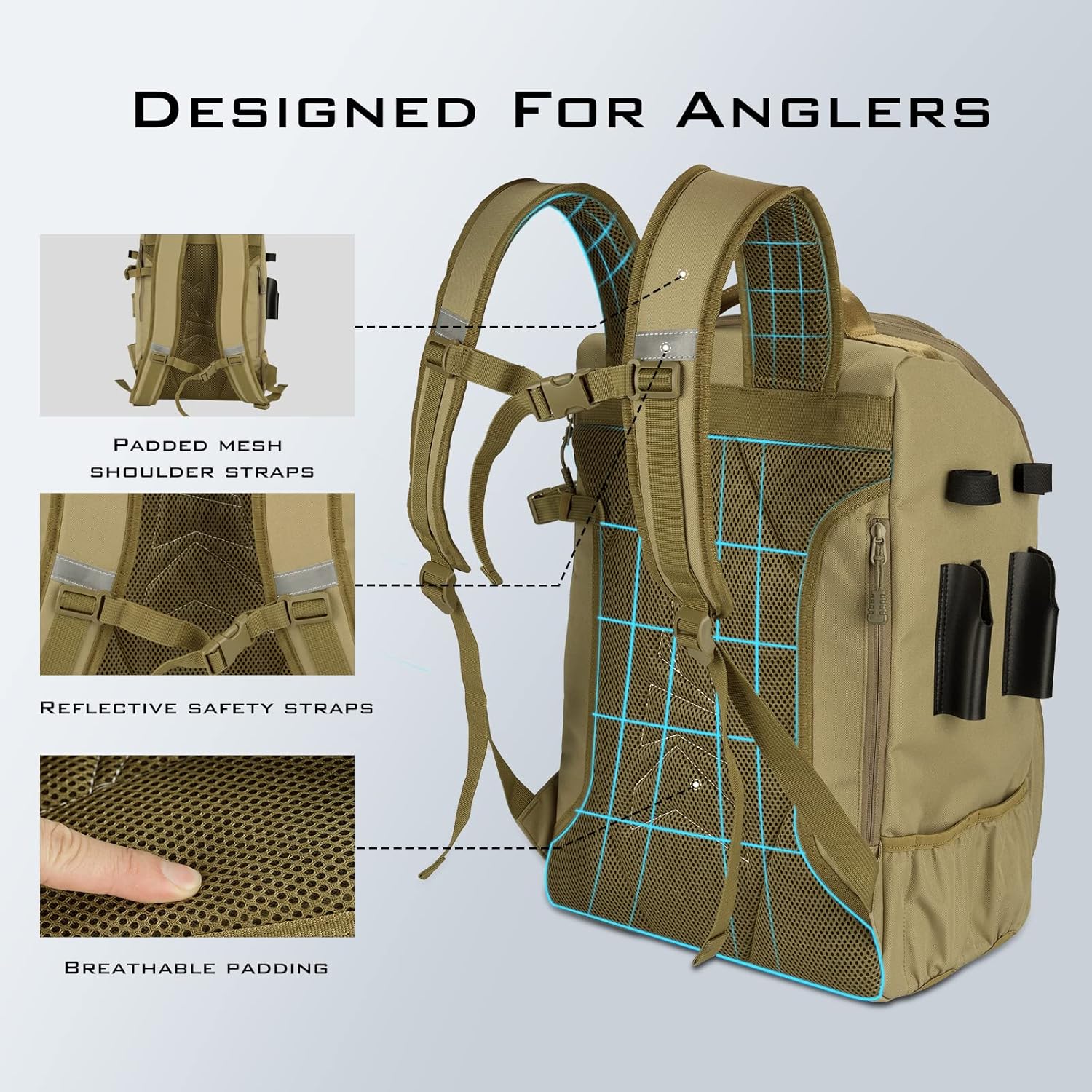 KastKing KarryAll Fishing Backpack with Rod Holder 4 Tackle Boxes, 40/26L