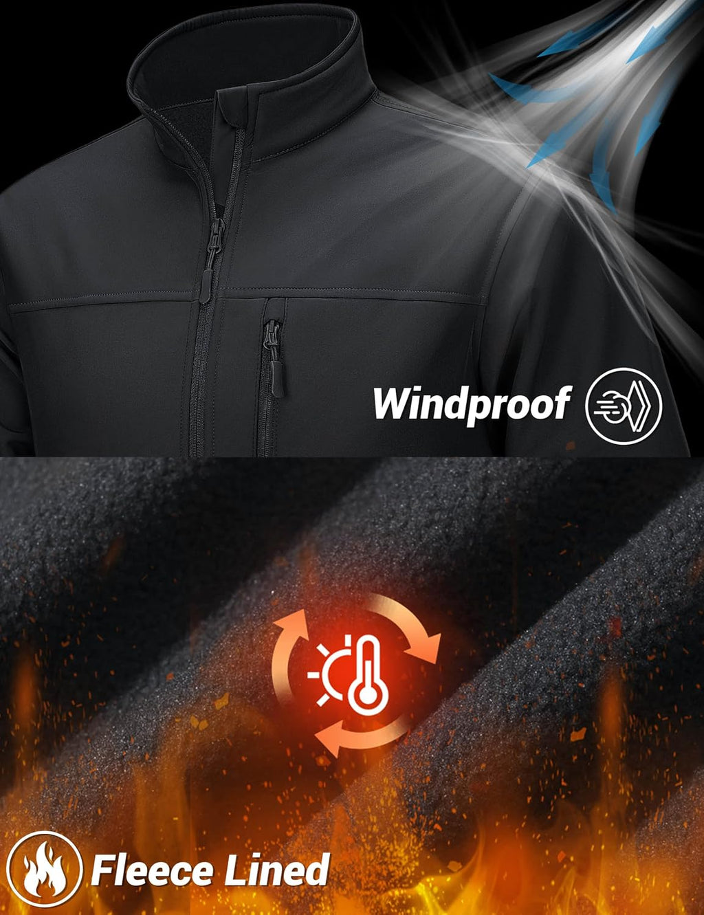 TACVASEN Mens Lightweight Softshell Jacket Fleece Waterproof Windbreaker