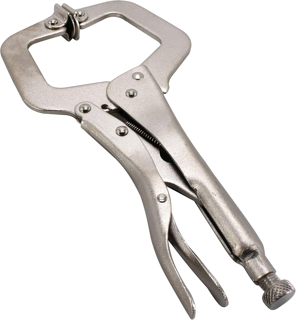 HFS (R) 6 pc - 11” C-Clamp Locking Pliers, with Swivel Pads Heavy Duty C-Type Locking Plier Table for Welding and Woodworking