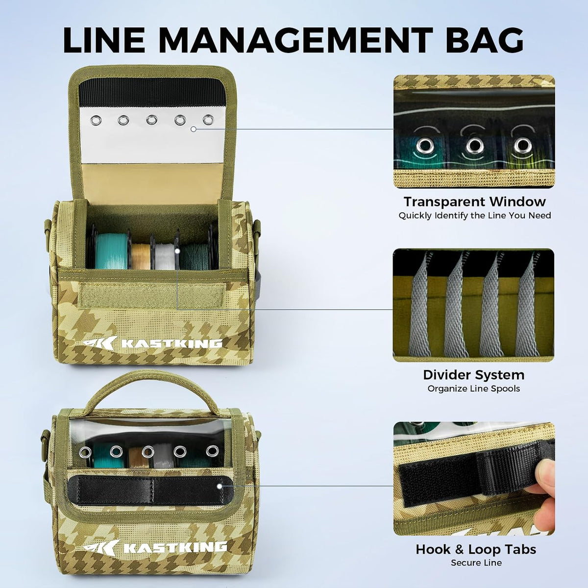KastKing BaitSpace Line Bag Water Resistant Tackle Bag, Organize Spools