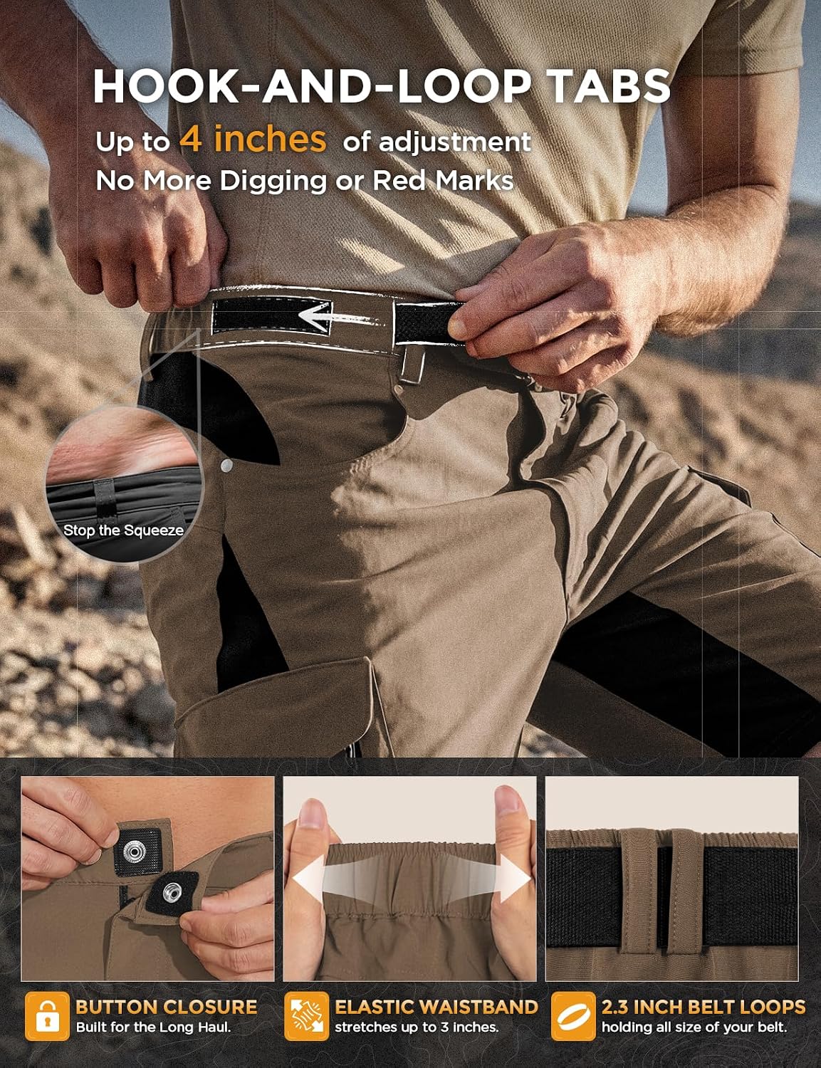 XKTTAC Men's Hiking Cargo Shorts: 4-Way Stretch with 6 Secure Pockets