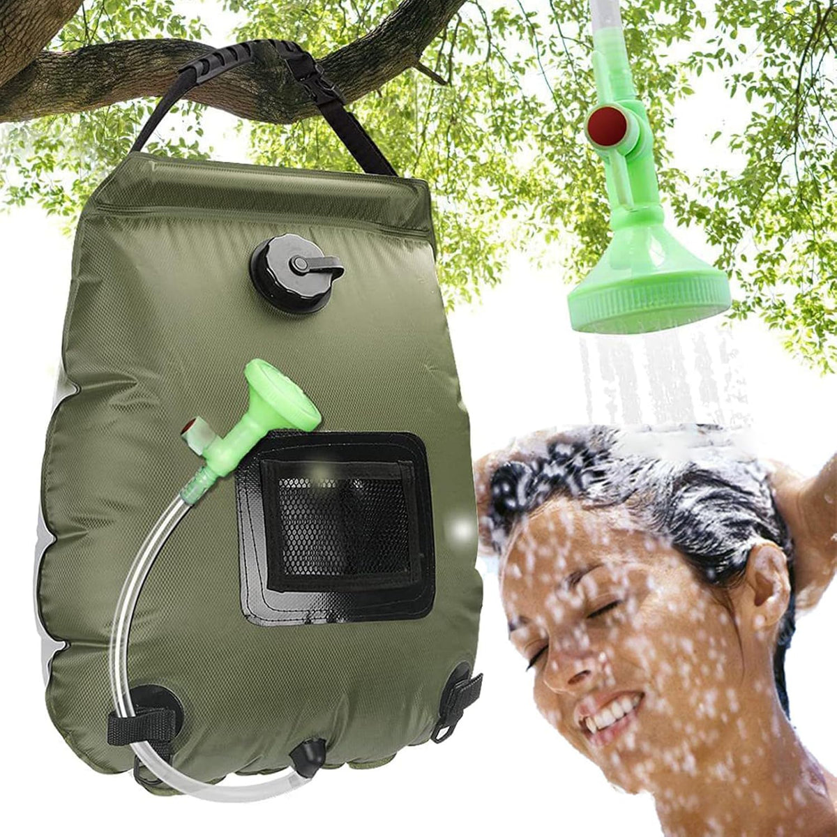 Solar Shower Bag | 5 Gal/20L Solar Heating Camping Shower Bag | Removable Hose | On-Off Switchable Shower Head | Ducha Portatil | Traveling Shower | Portable Shower for Beach Swimming, Hiking