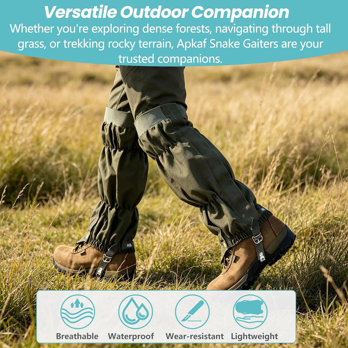 Snake Gaiters for Men & Women Snake Proof Leg Gaiters, Army Green