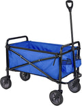 Amazon Basics Collapsible Heavy Duty Utility Wagon for Outdoor Sports, Camping, Garden, and Shopping, Versatile, Easy to Store, 265 Pounds Capacity, 27.6 x 40.9 x 20 inches, Blue