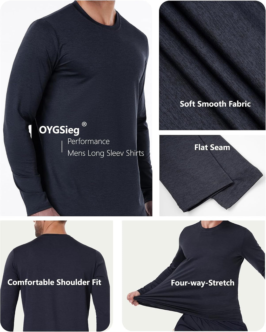 OYGSieg 6/7 Pack Men's Quick Dry Long Sleeve UPF50+ Sun Shirts