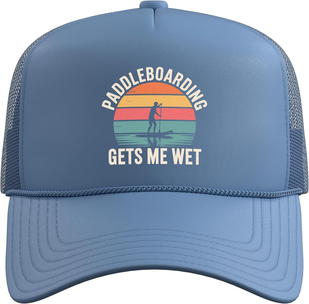 Paddleboard Art for Men Women Paddleboarding Paddle Board Trucker Hat with Adjustable Mesh Back