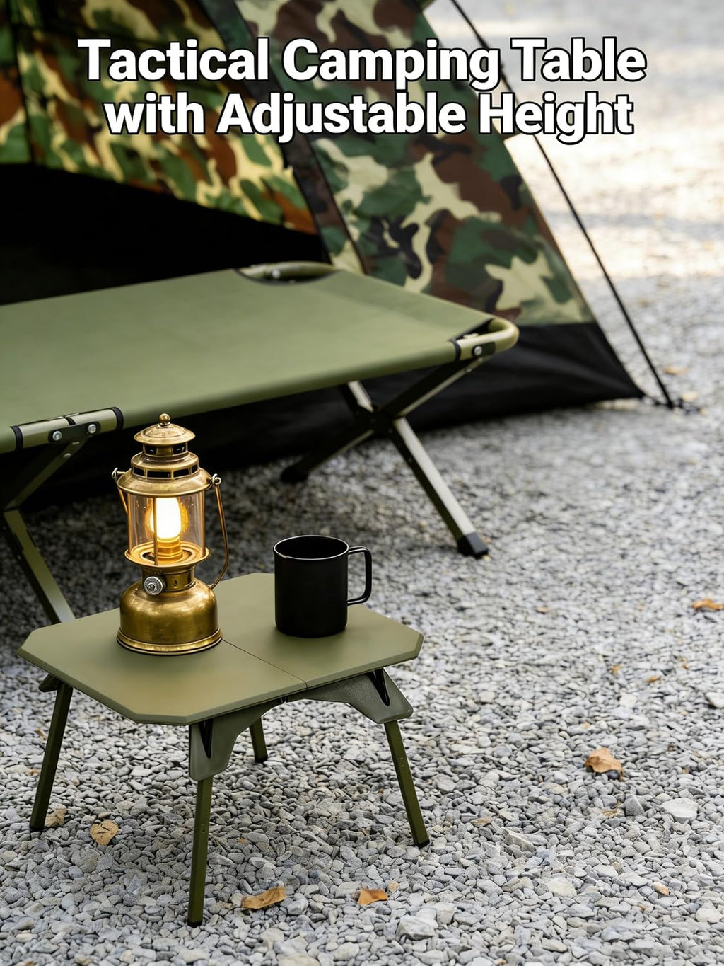 2-in-1 Tactical Camping Table with Adjustable Height