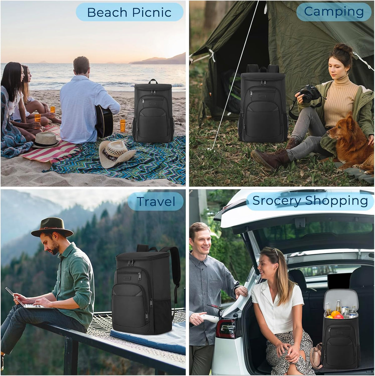 Cooler Backpack, Insulated Backpack Cooler Leakproof Waterproof Large Capacity Cooler Bag for Men Women Picnic Beach