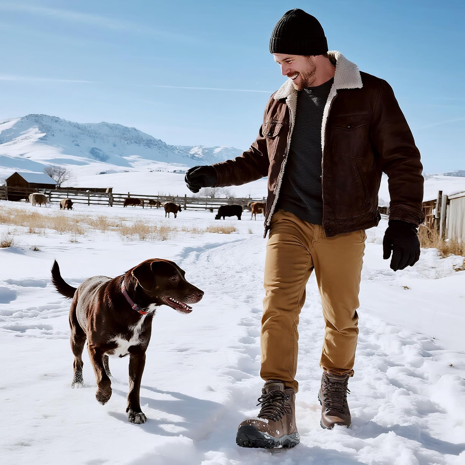 NORTIV 8 Men's Hiking Winter Insulated Snow Boots