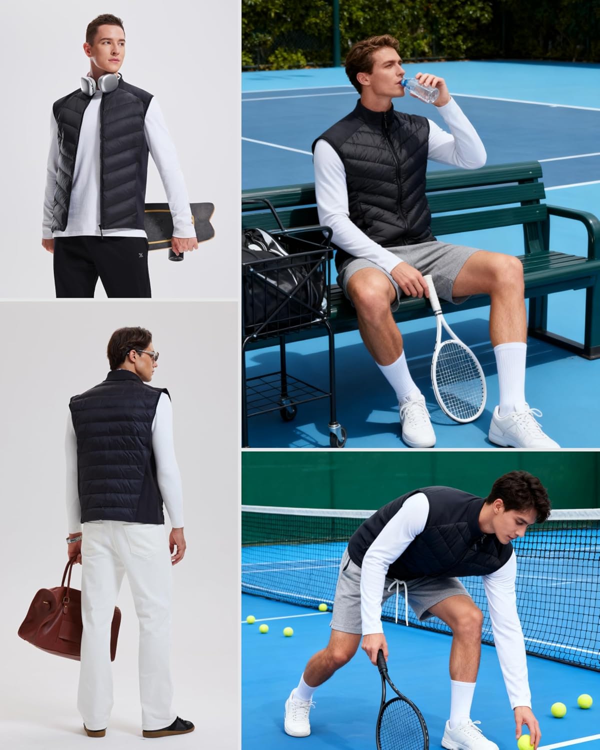 AFZ Men's Lightweight Puffer Vest 800FP Winter Down Vest Sleeveless Quilted Water Resistant Running Jacket with Pockets