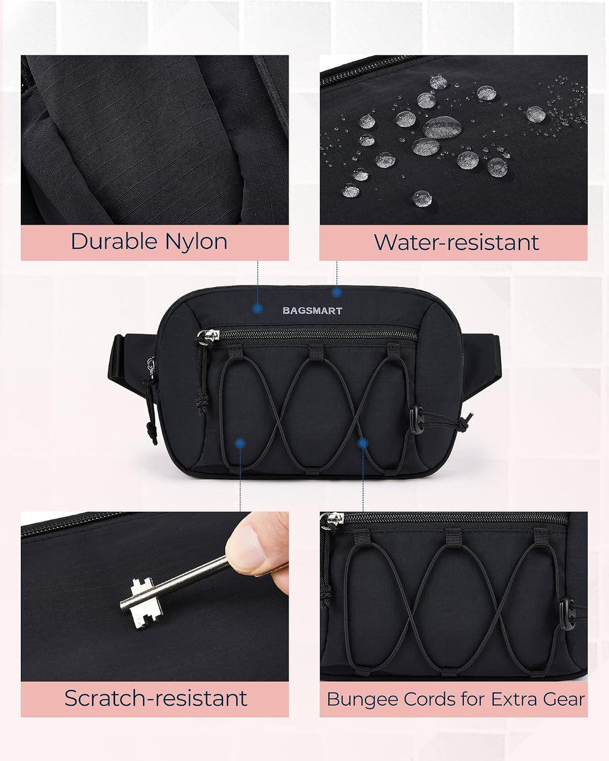 BAGSMART Fanny Packs for Women, Running Workout Traveling Hiking, Camel